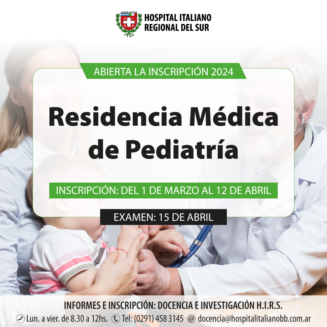 Inscripción a Residencia Médica de Pediatría 2024.